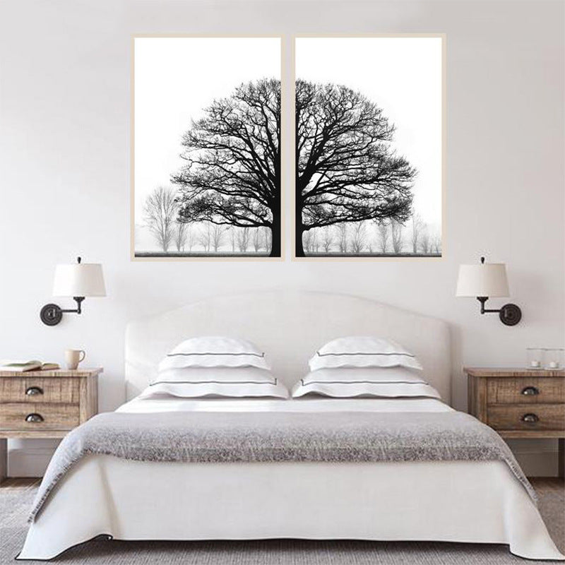 Frosted Forest Black & White Canvas Wall Art