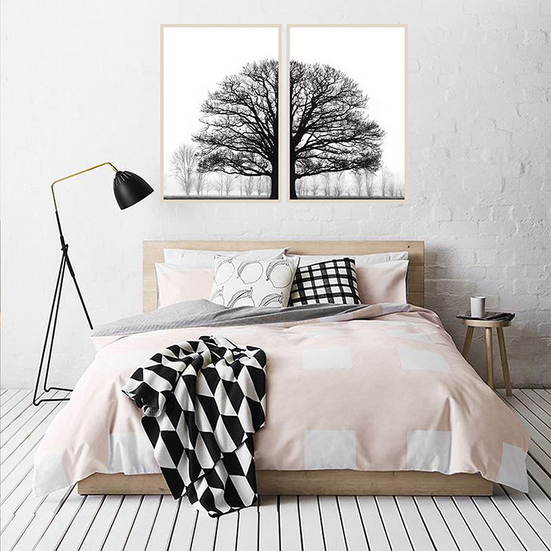 Frosted Forest Black & White Canvas Wall Art