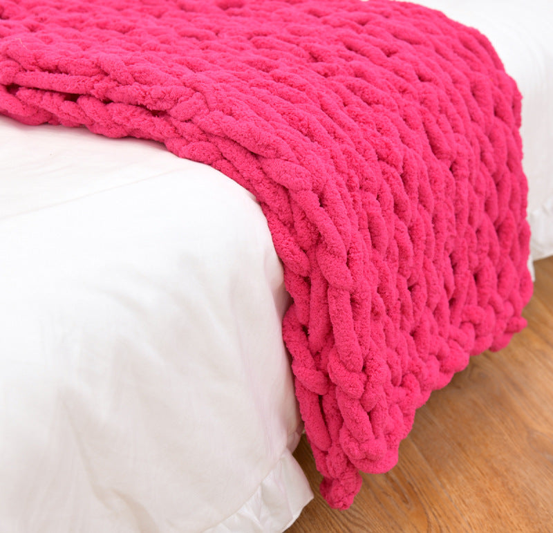 Mira Luxe Hand-Knit Chenille Throw Blanket