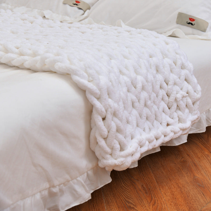 Mira Luxe Hand-Knit Chenille Throw Blanket