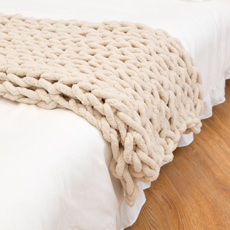 Mira Luxe Hand-Knit Chenille Throw Blanket