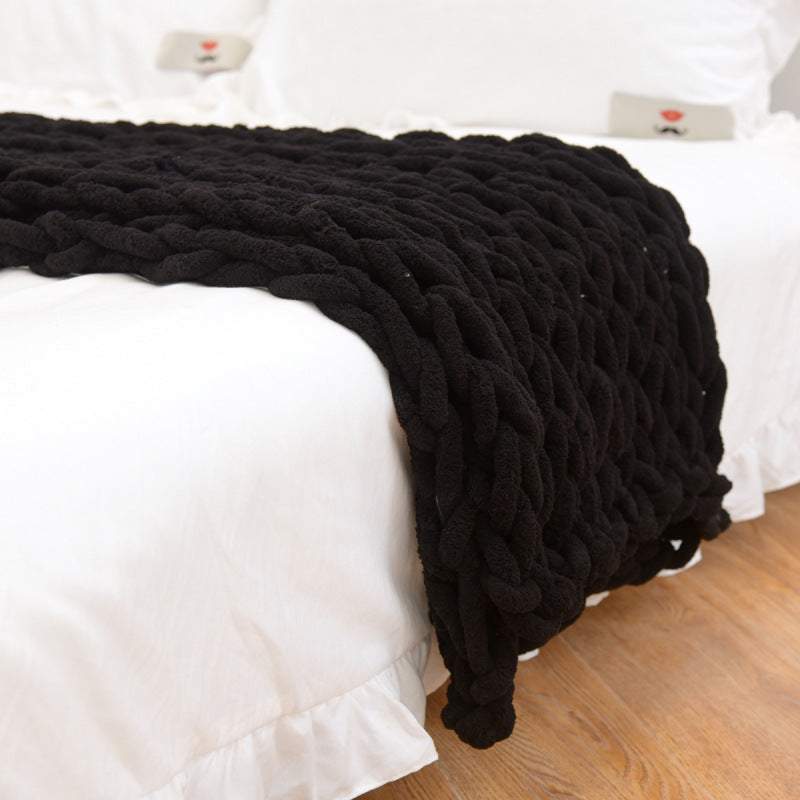 Mira Luxe Hand-Knit Chenille Throw Blanket