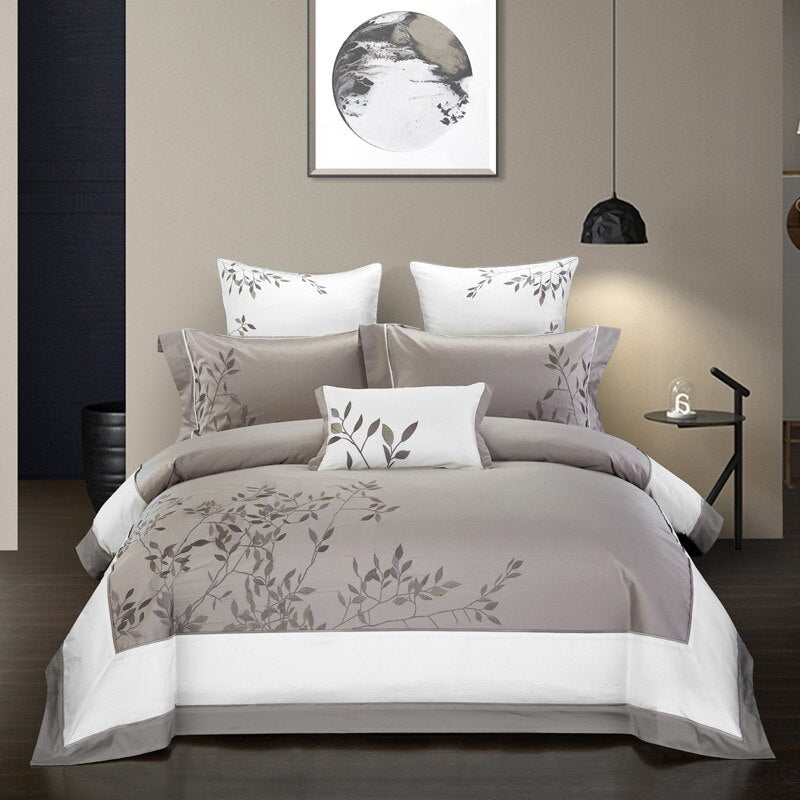 Opal Embroidered 4-Piece Cotton Bedding Set