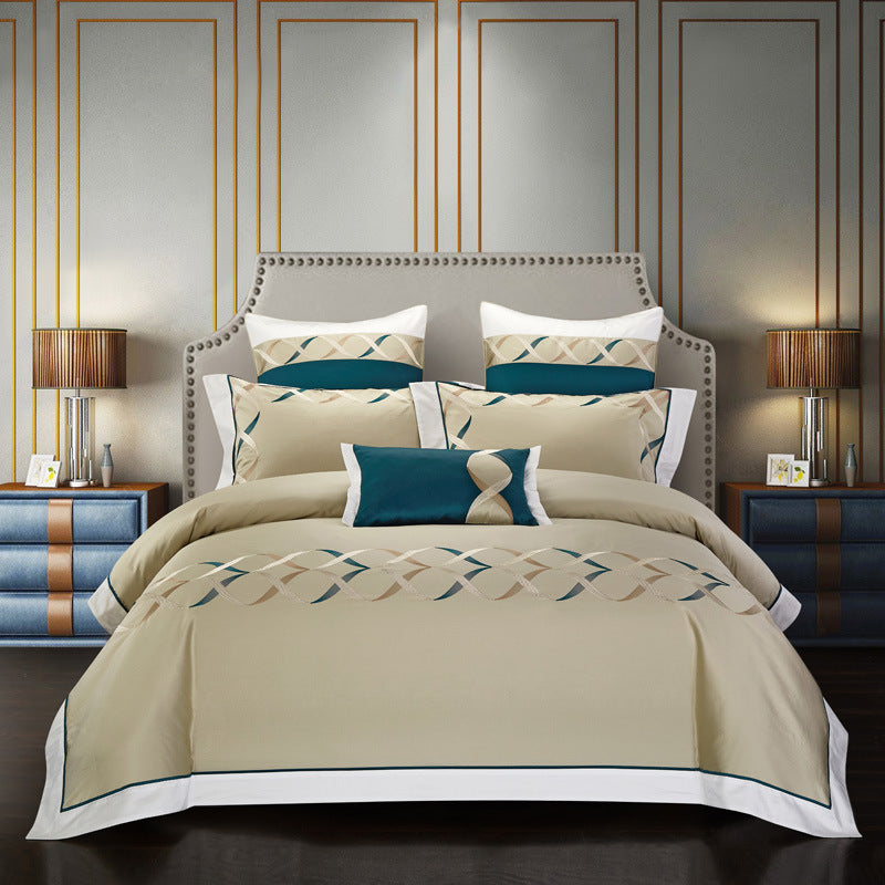 Opal Embroidered 4-Piece Cotton Bedding Set