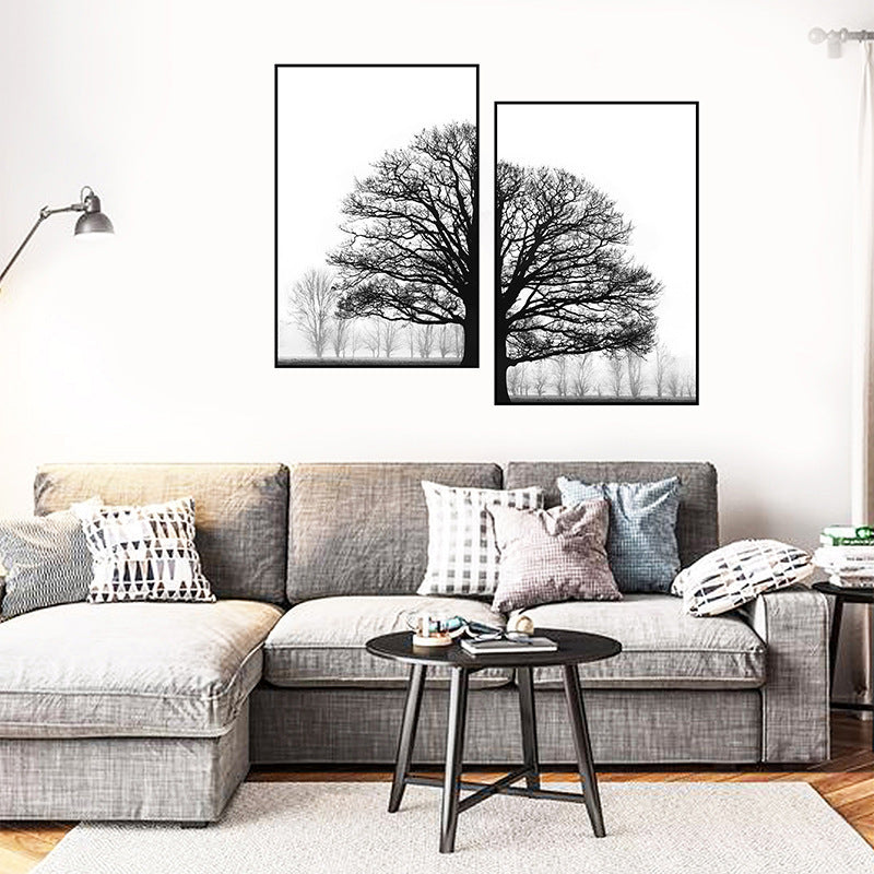 Frosted Forest Black & White Canvas Wall Art