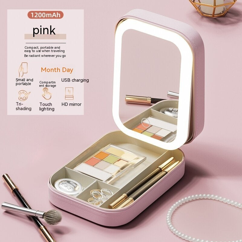 GlowCase™ LED Makeup Organizer with Mirror