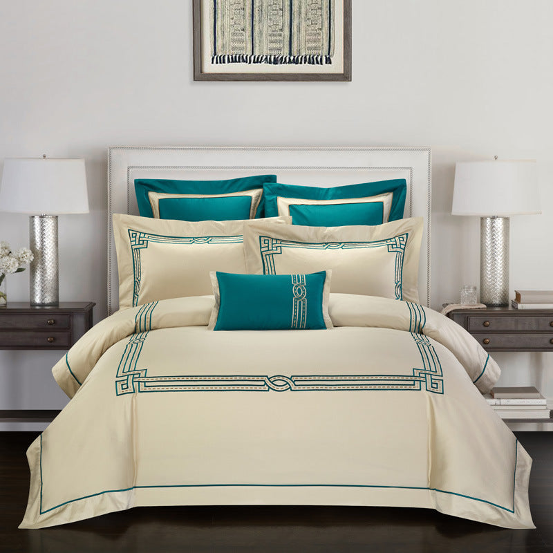Opal Embroidered 4-Piece Cotton Bedding Set