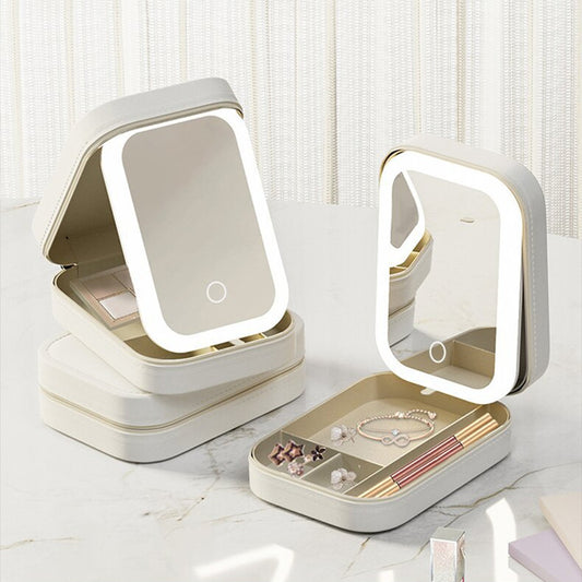 GlowCase™ LED Makeup Organizer with Mirror