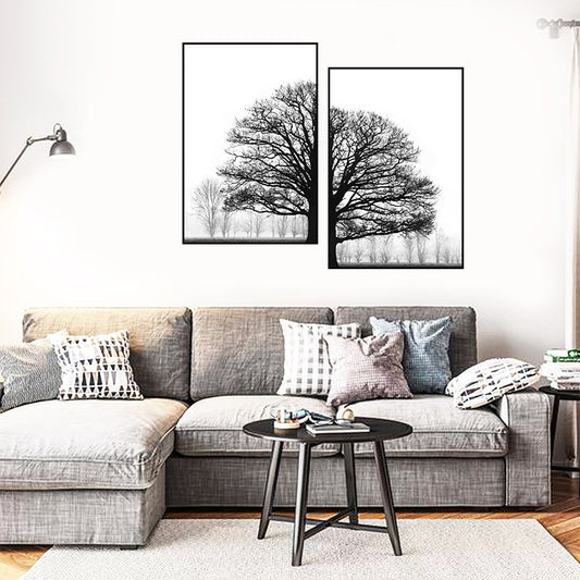 Frosted Forest Black & White Canvas Wall Art